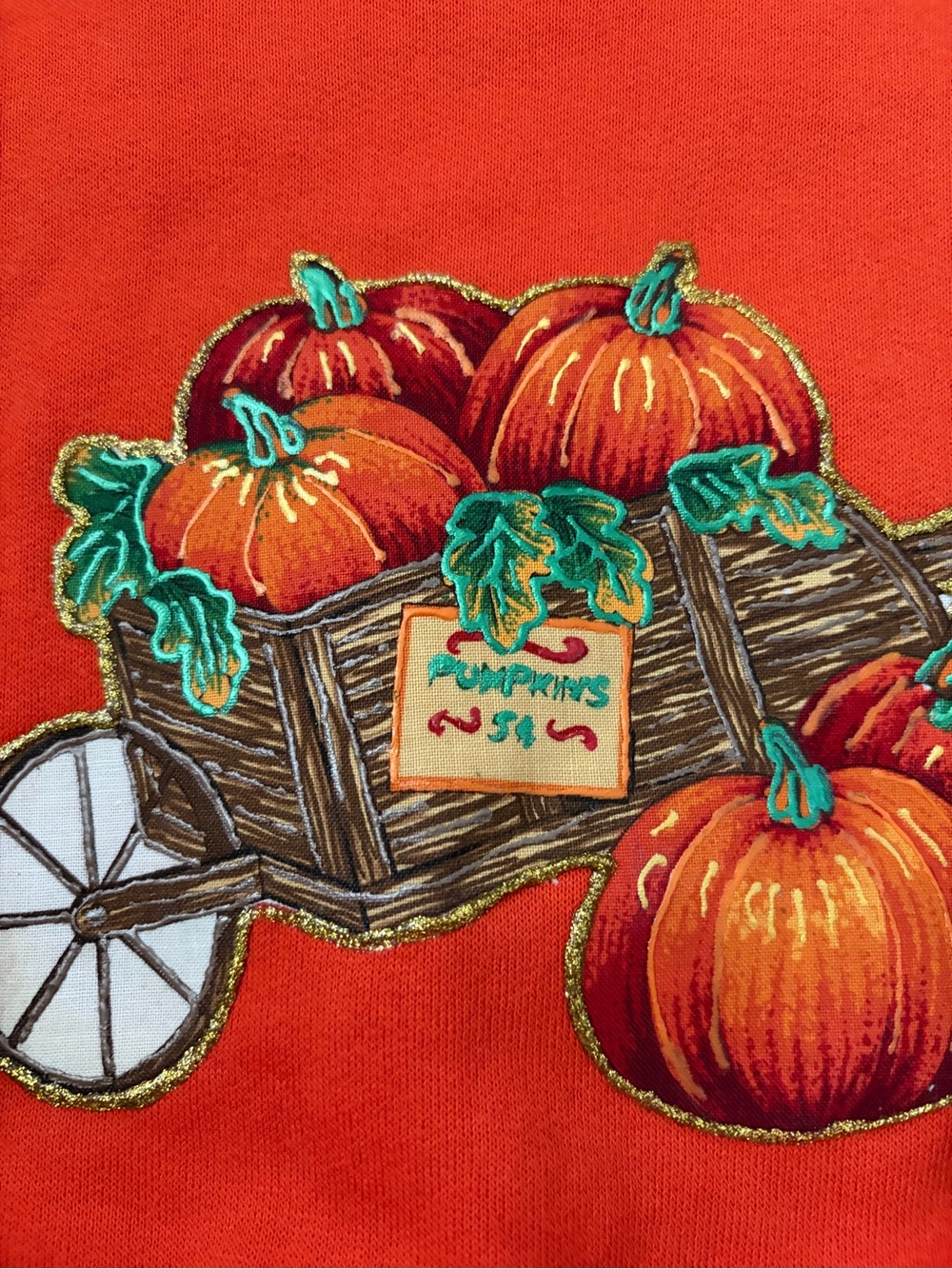Vtg Rabbit Skins Kids Orange & Black Pumpkin Pullover Sweatshirt Size 4 - Picture 4 of 6